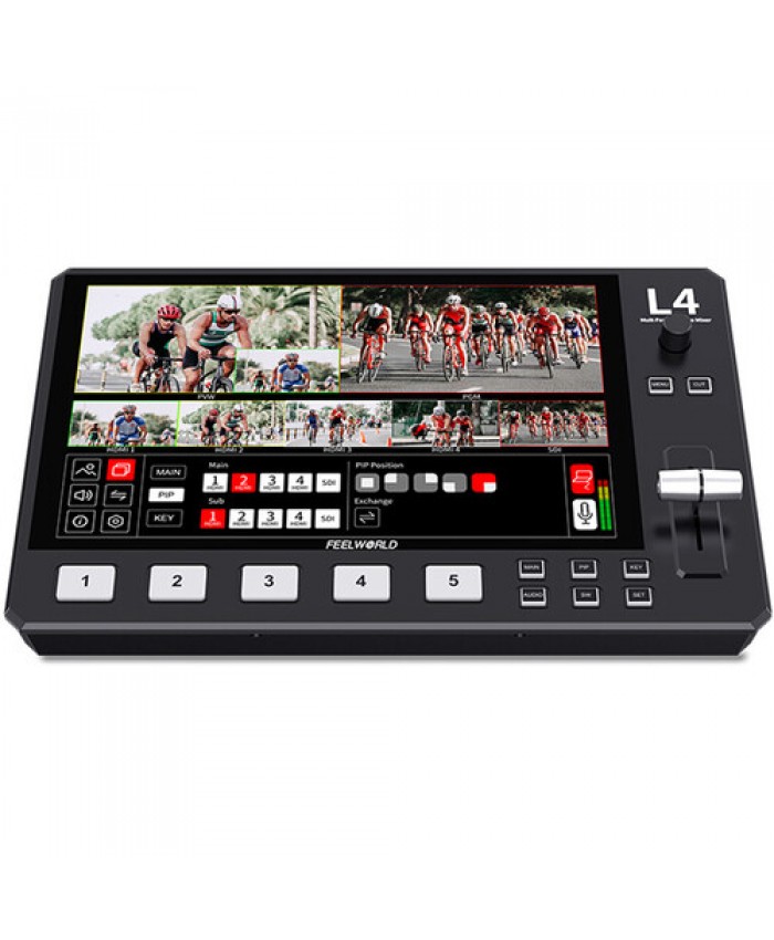 FeelWorld L4 HDMI Livestream Switcher with 10.1" LCD Monitor