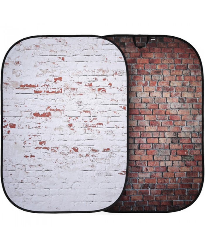 Lastolite Urban Collapsible Background 5 x 7', Red Brick/Distressed White Brick