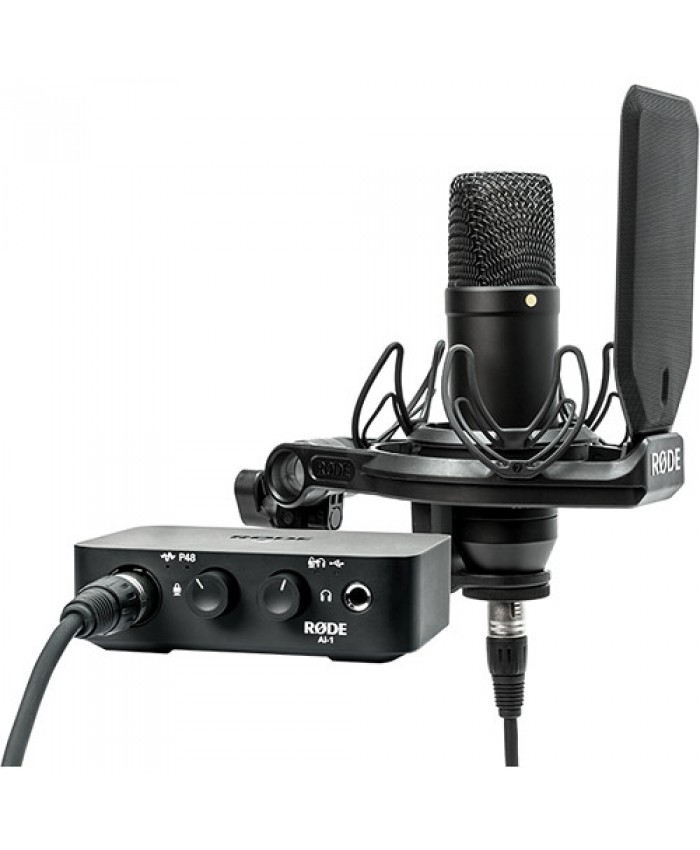 Rode Complete Studio Kit with AI-1 Audio Interface, NT1 Microphone, SMR Shockmount, and Cables