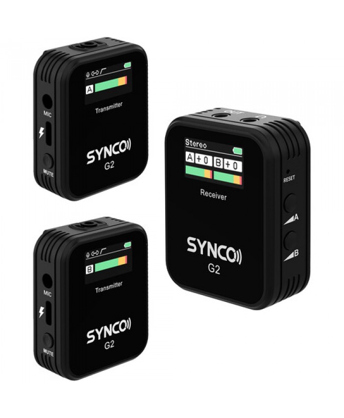 Synco WAir-G2-A2 2.4 GHz Ultracompact 2-Person Digital Wireless Microphone for Cameras