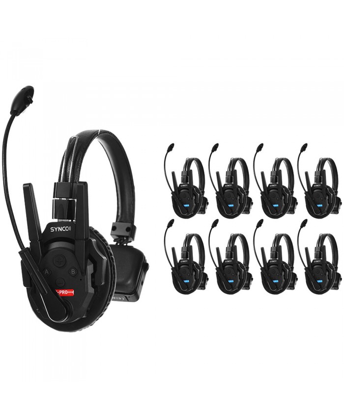 Synco Xtalk XPro9 Wireless Intercom System with 9 Single-Ear Headsets (2.4 GHz)