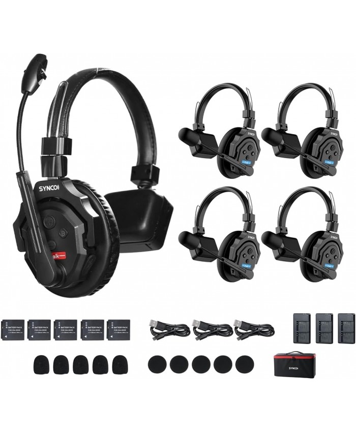 Synco X-Talk X5 Wireless Intercom System with 5 Single-Ear Headsets (2.4 GHz)