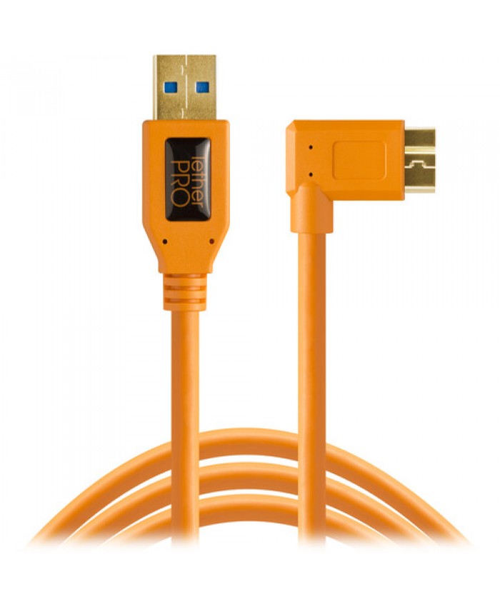 Tether Tools USB 3.0 Type-A Male to Micro-USB Right-Angle Male Cable CU61RT15-ORG