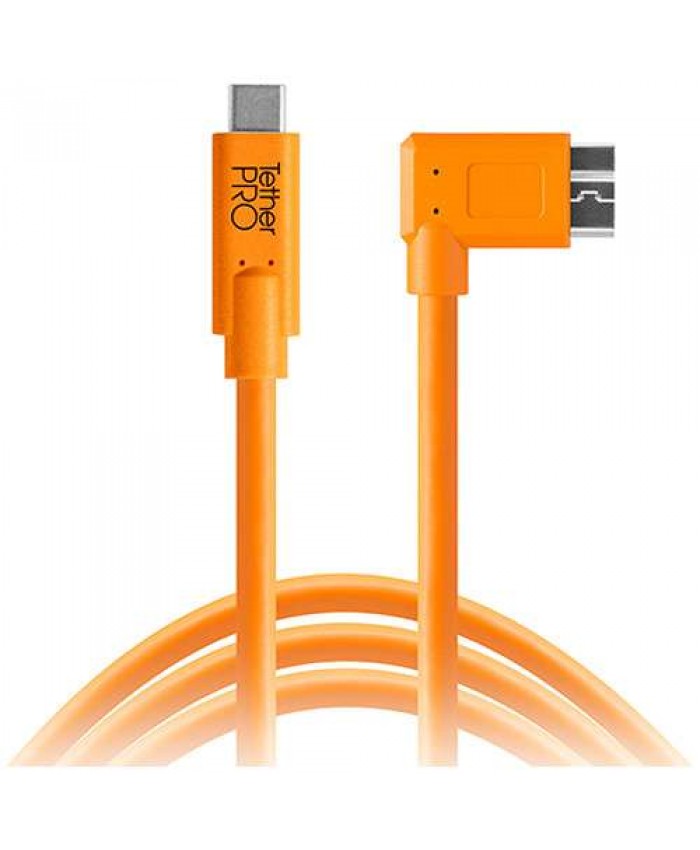 Tether Tools TetherPro USB Type-C Male to Micro-USB 3.0 Type B Male Cable 4.8m, Right-Angle CUC33R15-ORG