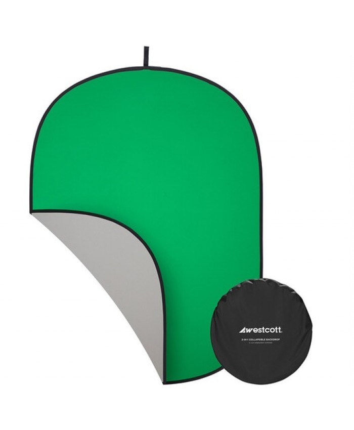 Westcott Collapsible 2-in-1 Gray and Green Screen Backdrop 152 x 198cm