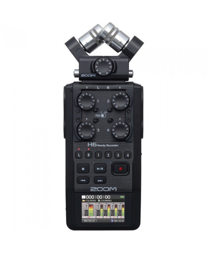 Zoom H6 All Black 6-Input / 6-Track Portable Handy Recorder with Single Mic Capsule Black