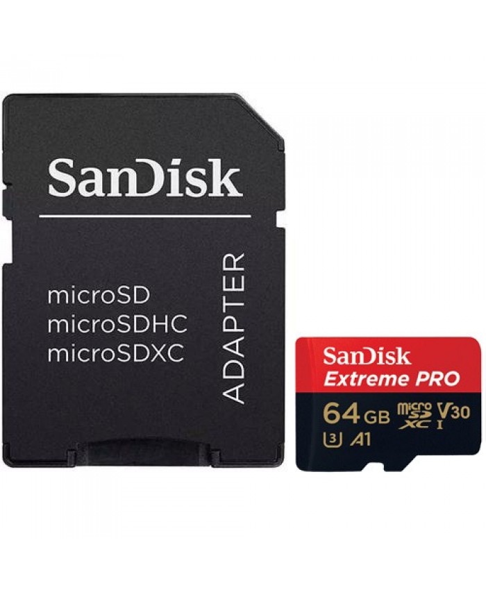 SanDisk 64GB Extreme Pro V30 Micro SD Card (SDXC) UHS-I U3 - 170MB/s